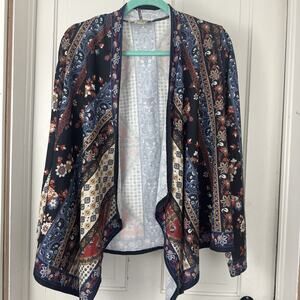 Flying Tomato Open Cardigan Sweater Women Large Aztec Southwestern Boho Retro